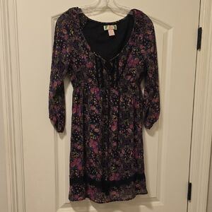 Floral Dress with Purple and Pink Accents
